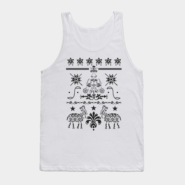 Vintage Pagan Christmas Retro Yule Goat Evergreen Tree Fair Isle Pattern Tank Top by retroyule